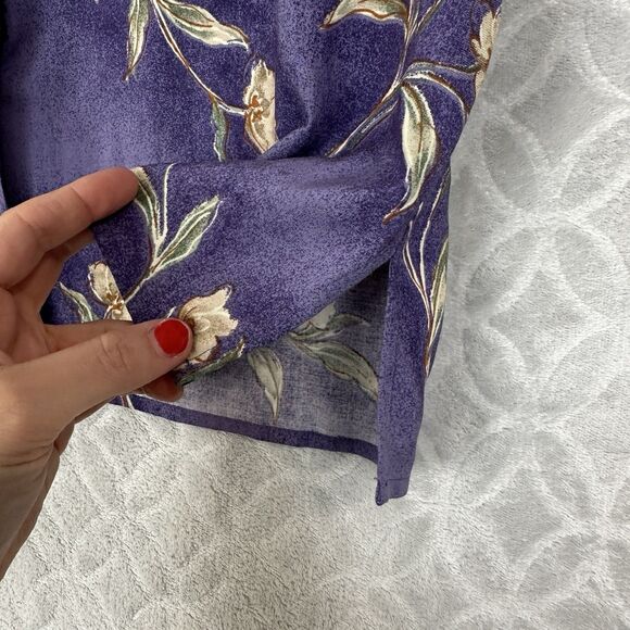 Vtg 90s Faux Wrap Midi Skirt Matching Set 14 Purple Floral Vacation Granny Artsy - Picture 4 of 15